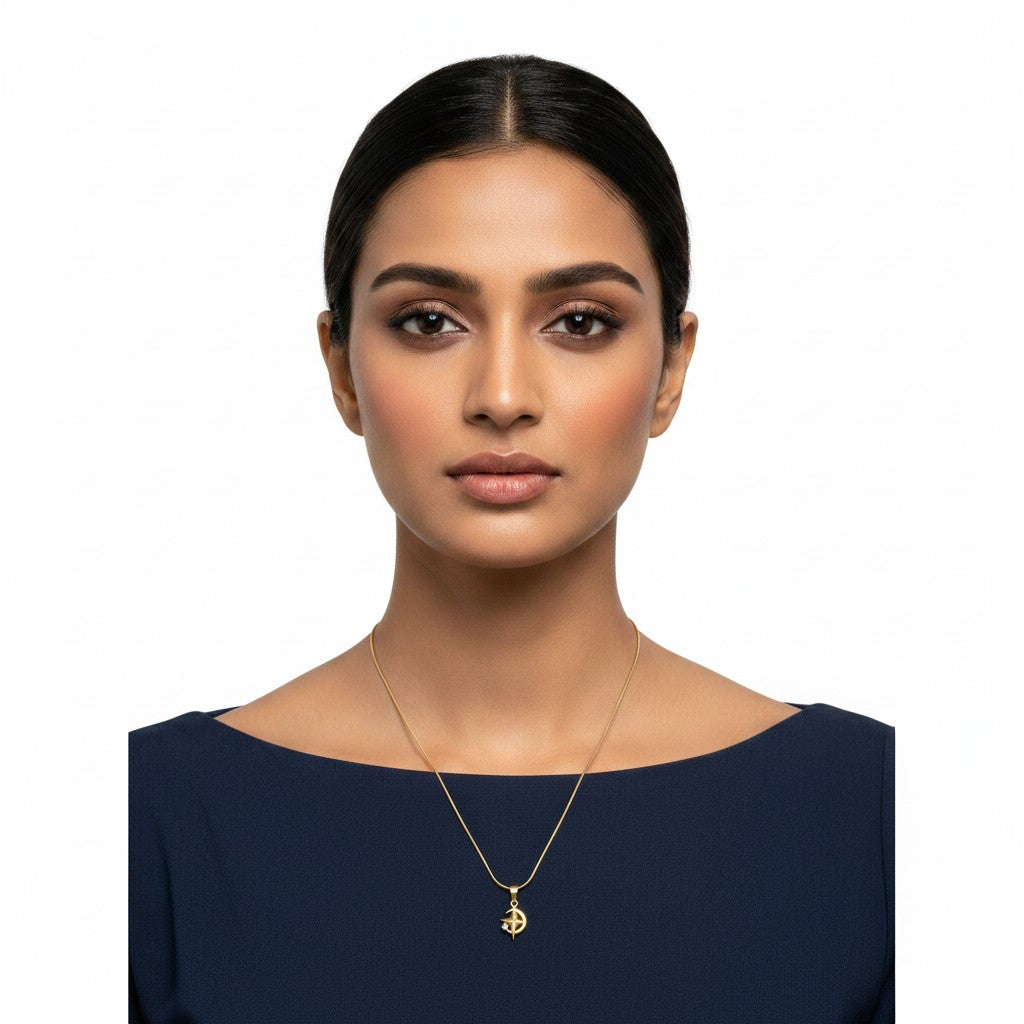 Demi-Fine gold-tone abstract pendant necklace with CZ accent by Ivvati