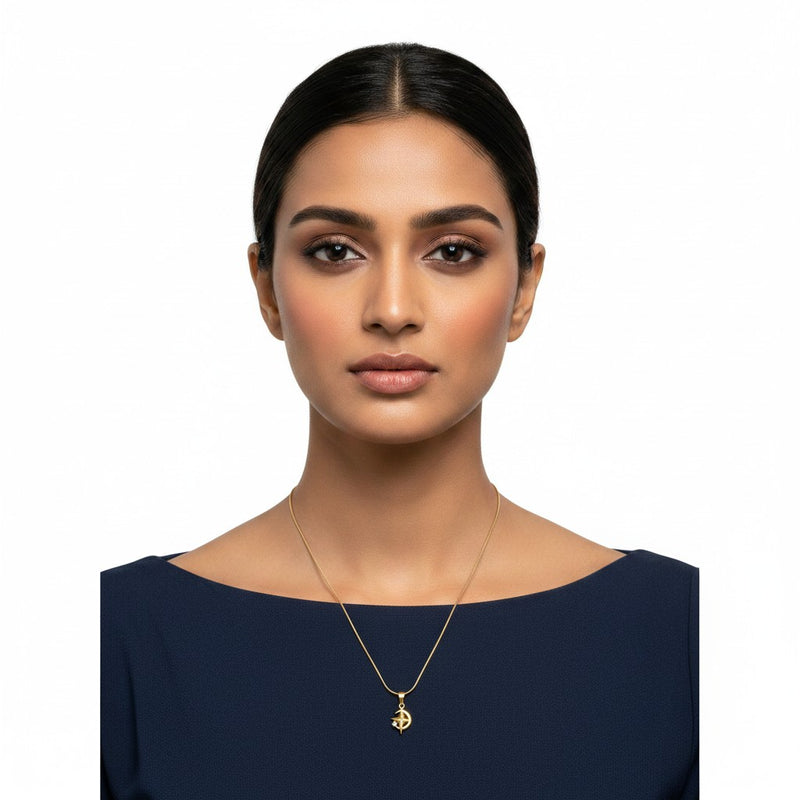 Demi-Fine gold-tone abstract pendant necklace with CZ accent by Ivvati