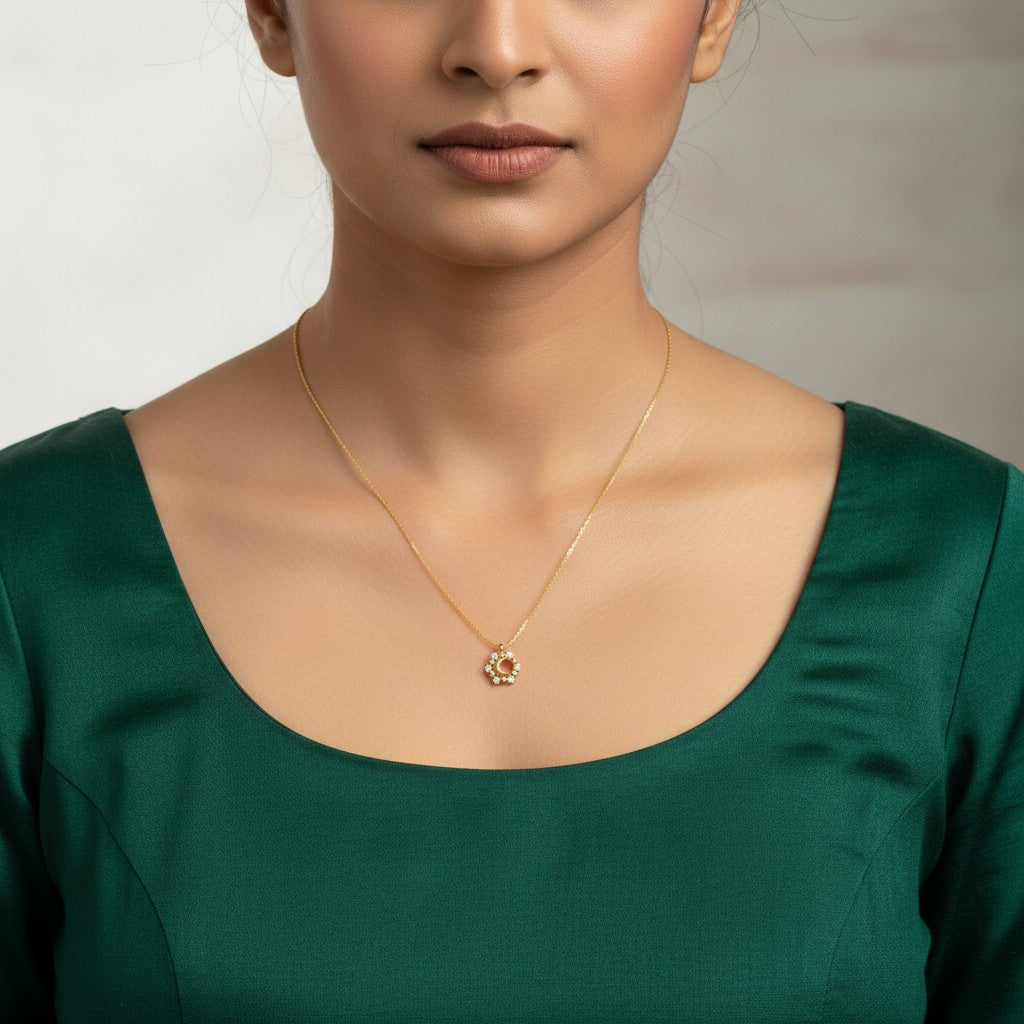 Demi-Fine gold-tone floral CZ pendant necklace by Ivvati