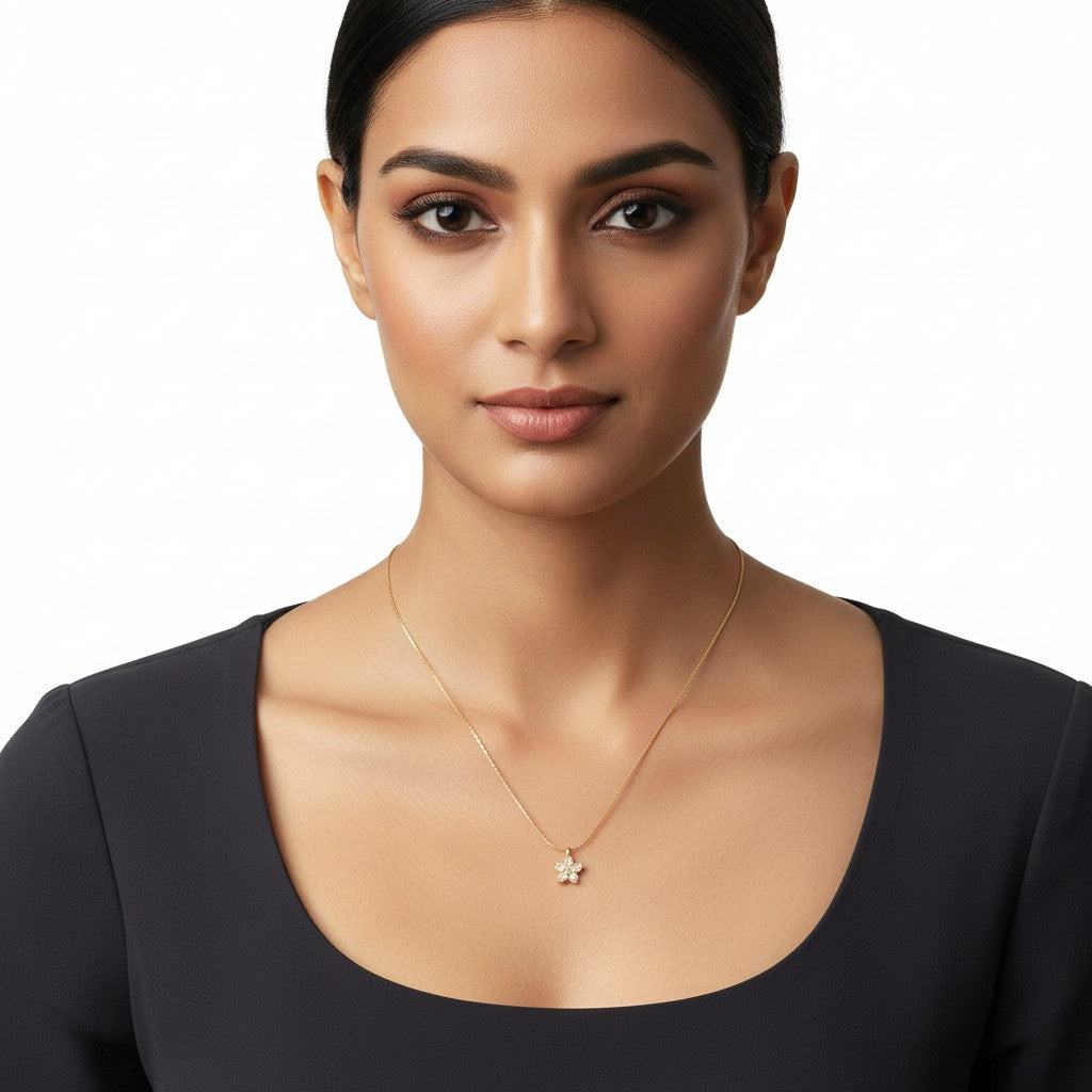 Demi-Fine gold-tone floral CZ pendant necklace by Ivvati
