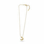 Minimal Demi-Fine crescent pendant necklace with CZ stone by Ivvati Art Jewellery