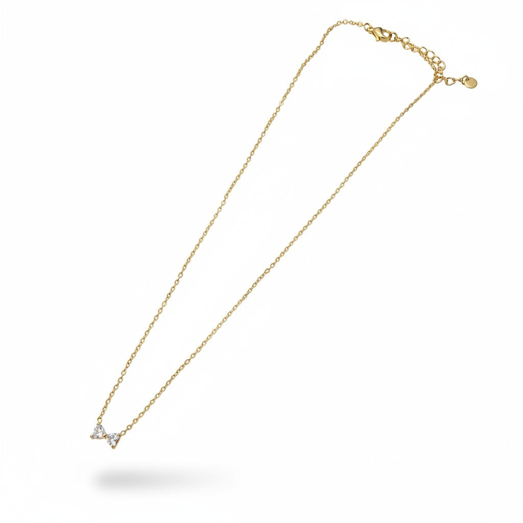 Minimal Demi-Fine CZ necklace with pear-shaped pendant for women