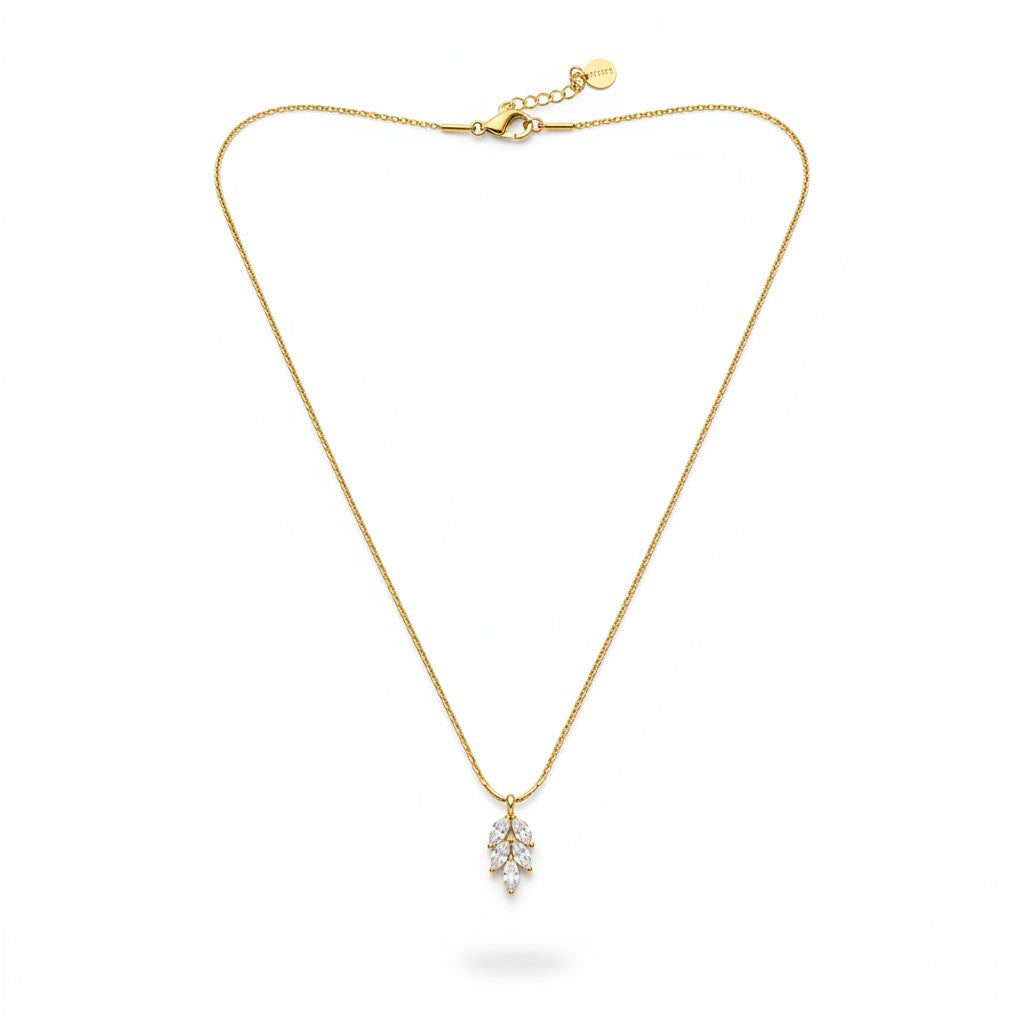 Minimal gold-tone CZ pendant necklace for women by Ivvati Art Jewellery