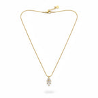 Minimal gold-tone CZ pendant necklace for women by Ivvati Art Jewellery