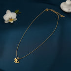 Minimal Demi-Fine leaf pendant necklace for women by Ivvati Art Jewellery
