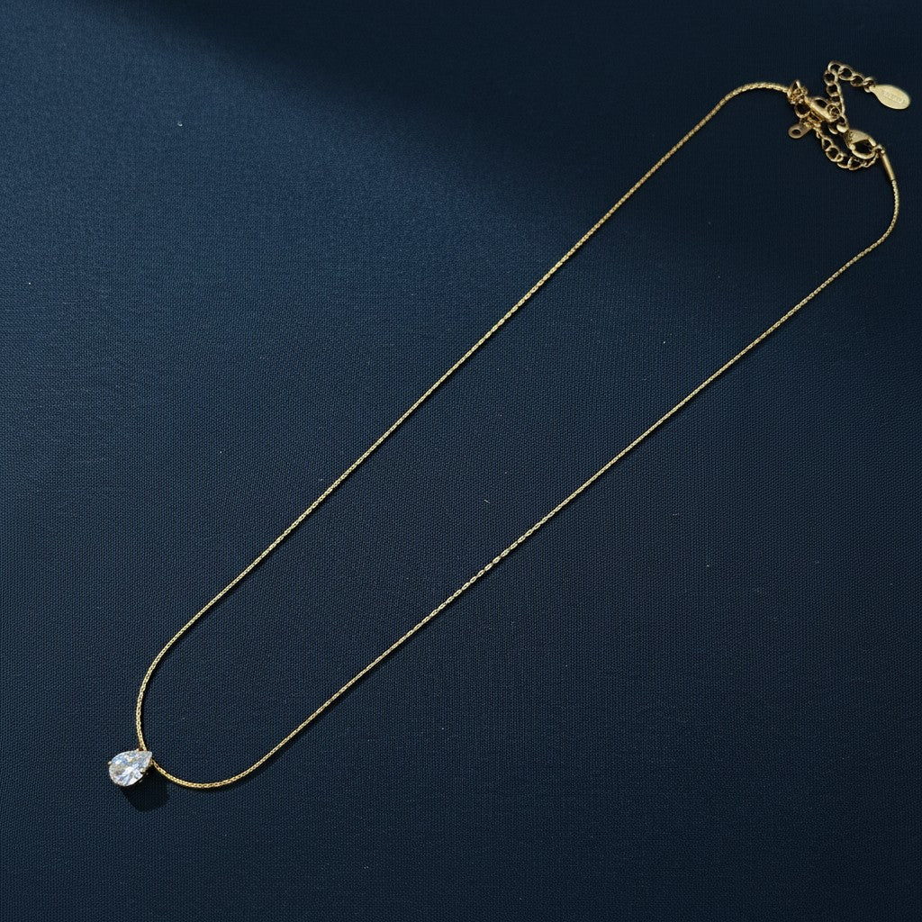 Ivvati Demi-Fine pear cut CZ pendant necklace for women