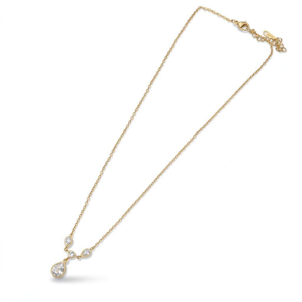 Demi-Fine teardrop CZ pendant necklace for women by Ivvati Art Jewellery