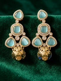 Ivvati green cat eye tiger statement earrings with CZ stones for women