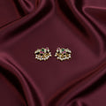 Ivvati Maharashtrian Bugadi earrings with pink green stones and pearl drops