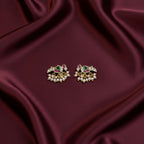 Ivvati Maharashtrian Bugadi earrings with pink green stones and pearl drops