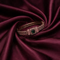 Ivvati Mehendi polish green stone kada bracelet with detailed stone setting