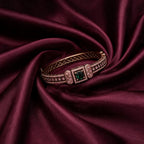 Ivvati Mehendi polish green stone kada bracelet with detailed stone setting