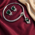 Ivvati Meher Emerald Choker Set – Green Stone American Diamond Jewellery jewellery - Necklace Set | Ivvati Art Jewellery
