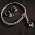 Ivvati Meher Emerald Choker Set – Green Stone American Diamond Jewellery jewellery - Necklace Set | Ivvati Art Jewellery