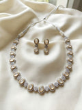 Ivvati pearl-style gold and silver statement necklace set with earrings for women