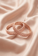 Ivvati rose gold-tone American Diamond bangle set with clear stones