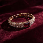 Ivvati ruby stone AD kada bracelet with baguette and round stone detailing