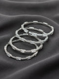 Ivvati silver-tone American Diamond bangle set with baguette and round stones