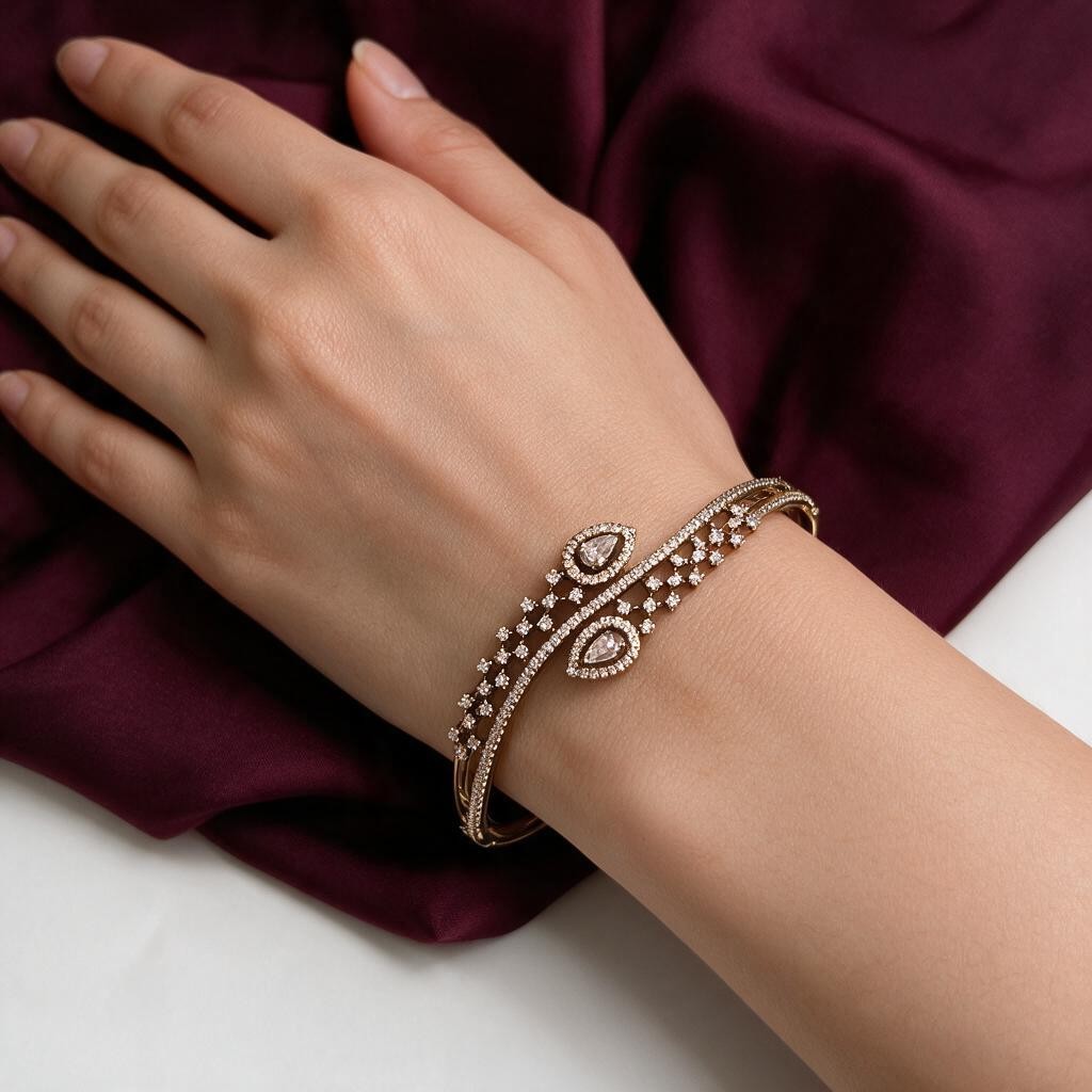 Ivvati teardrop American Diamond bracelet with sparkling clear stones