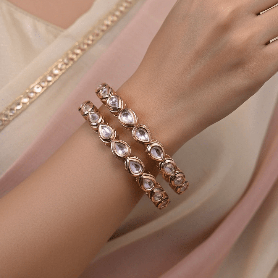 Ivvati Teardrop Crystal Designer Kada Bangles for Wedding & Festive Wear jewellery - Bangles | Ivvati Art Jewellery