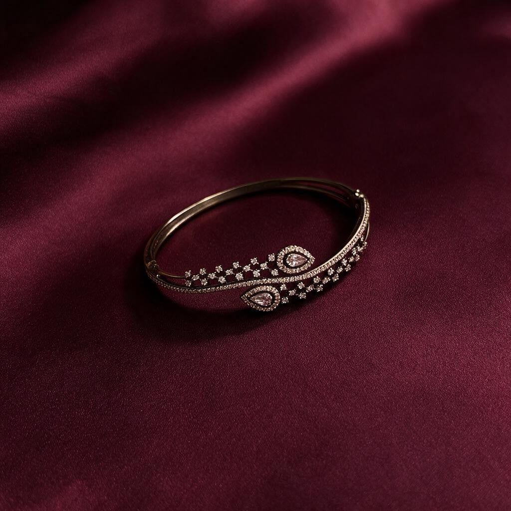 Ivvati teardrop stone kada bracelet with delicate detailed setting