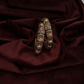 Ivvati traditional gold-tone textured bangle set with intricate ribbed detailing