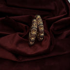 Ivvati traditional gold-tone textured bangle set with intricate ribbed detailing