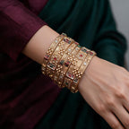 Ivvati traditional bangle set with red green enamel-style detailing
