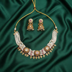 Ivvati traditional multi-strand pearl necklace set with Jhumka earrings