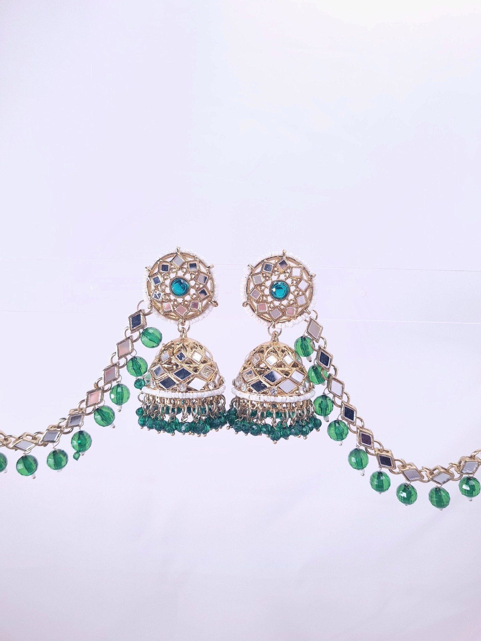 Kundan Kaan Chain with Jhumka Earrings jewellery - Earrings | Ivvati Art Jewellery