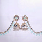 Kundan Kaan Chain with Jhumka Earrings jewellery - Earrings | Ivvati Art Jewellery