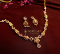 Lakshmi Motif Ruby Necklace Set jewellery - Copper | Ivvati Art Jewellery