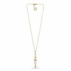 Long gold flower pendant necklace for women for party and festive wear
