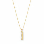 Long gold-tone necklace for women with rectangular pearl pendant | Ivvati Art Jewellery