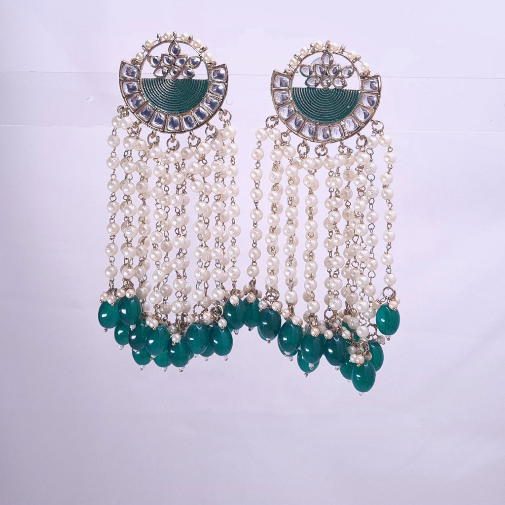 Long Kundan Earrings with Traditional Finish jewellery - Earrings | Ivvati Art Jewellery