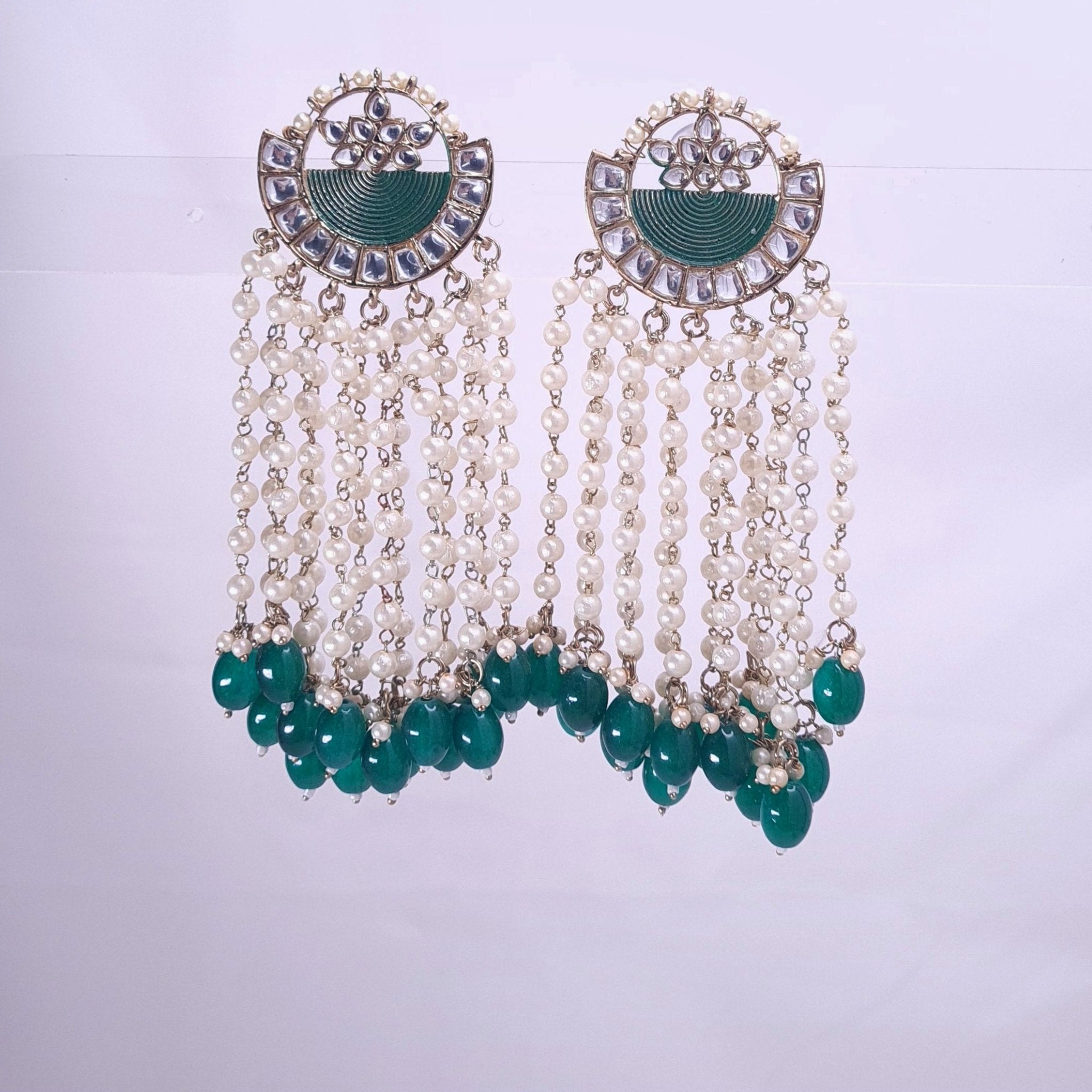 Long Kundan Earrings with Traditional Finish jewellery - Earrings | Ivvati Art Jewellery