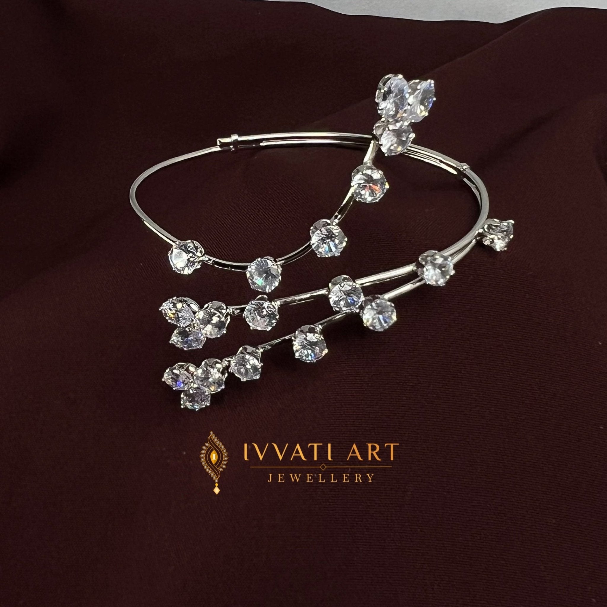 Luna Crystal Cascade Haath Cuff jewellery - Hand Jewellery | Ivvati Art Jewellery