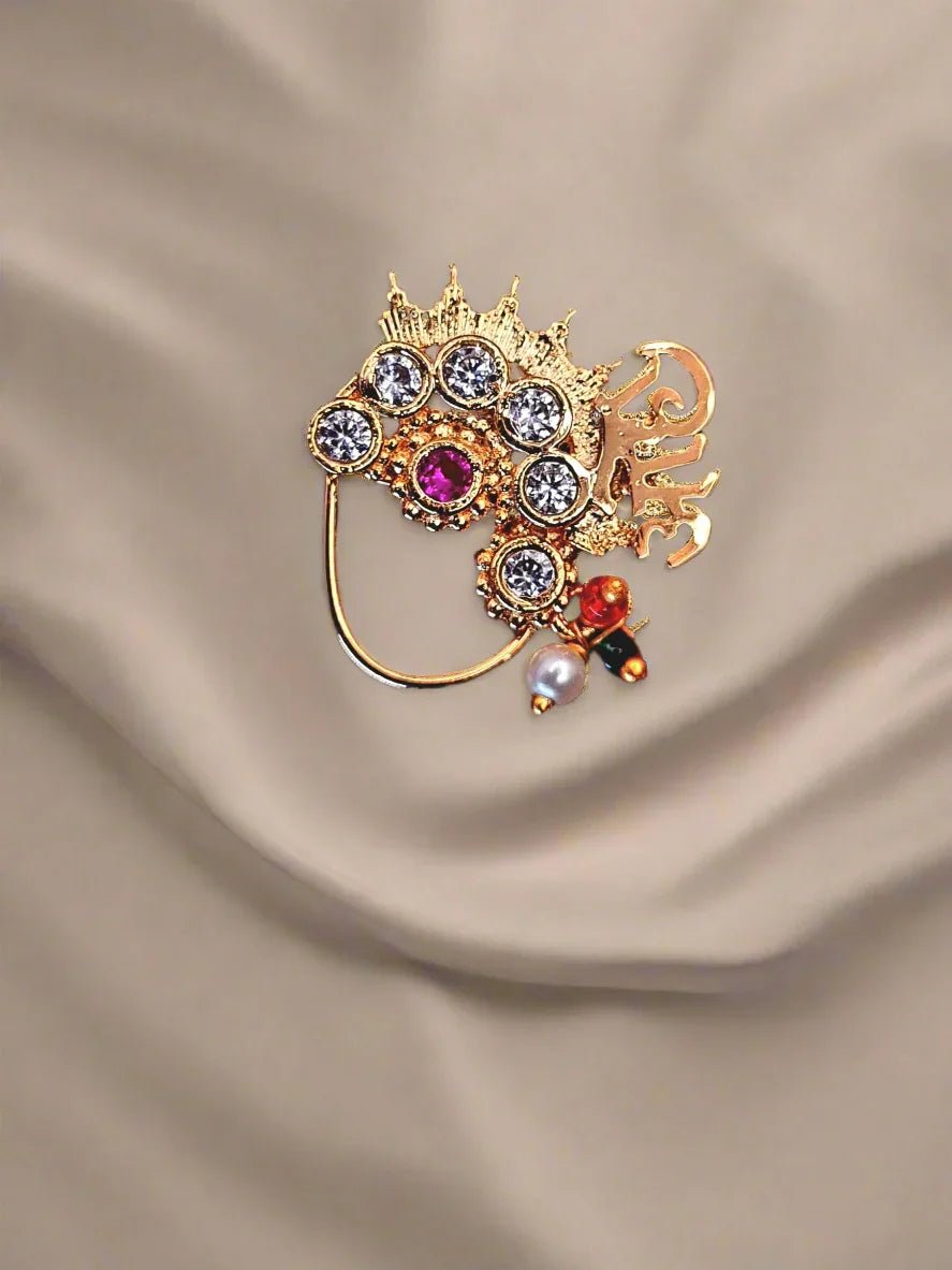 Maharashtrian Nath CZ jewellery - GOLD | Ivvati Art Jewellery