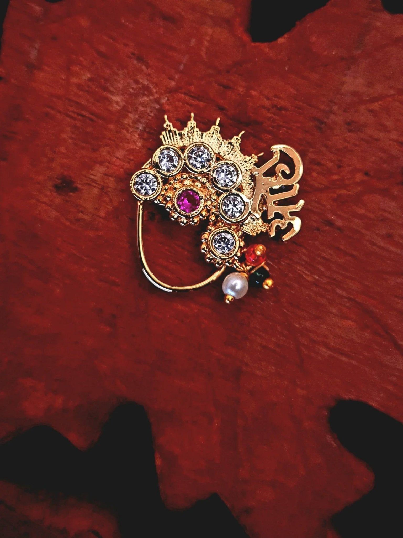 Maharashtrian Nath CZ jewellery - GOLD | Ivvati Art Jewellery