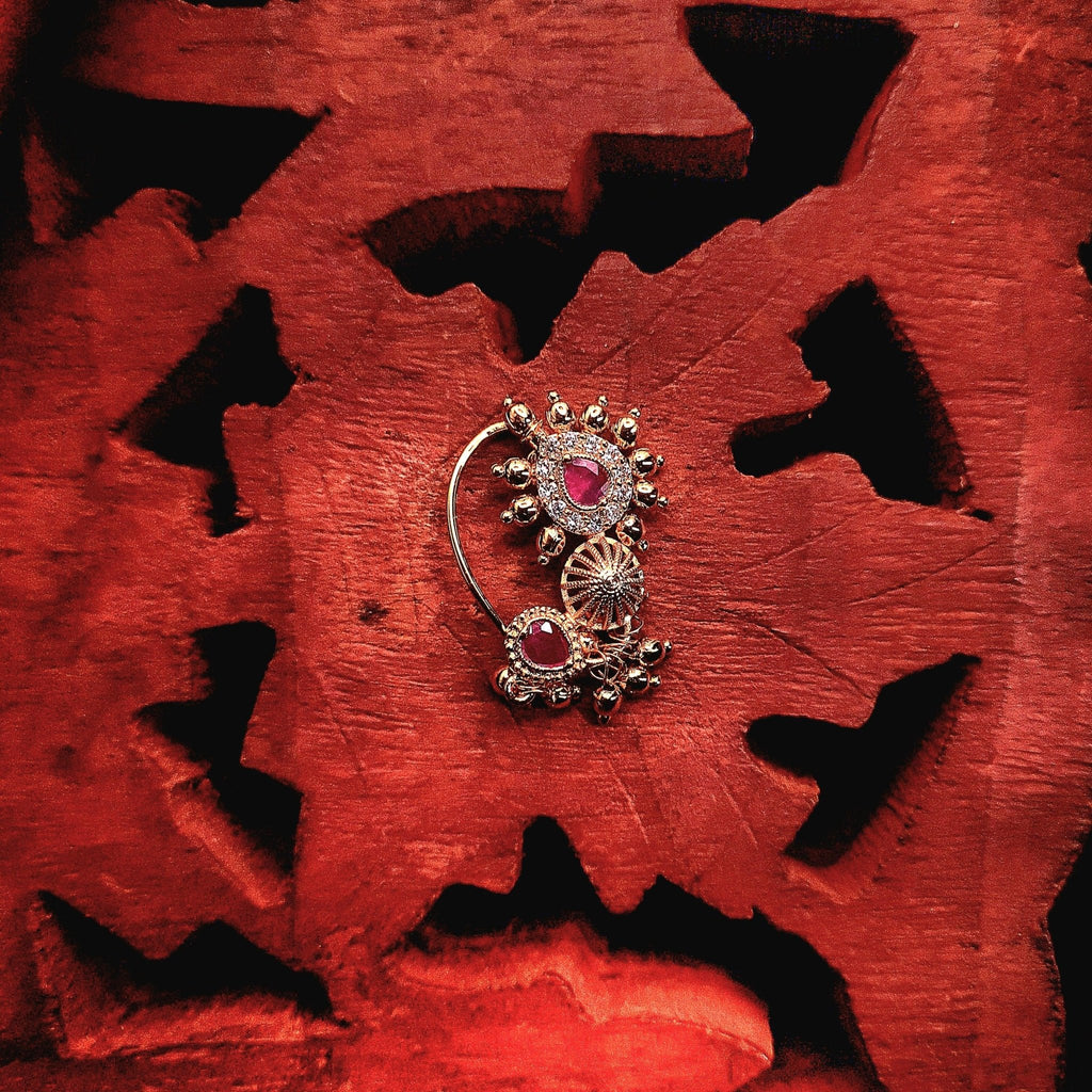 Maharashtrian Nath with stone jewellery - GOLD | Ivvati Art Jewellery