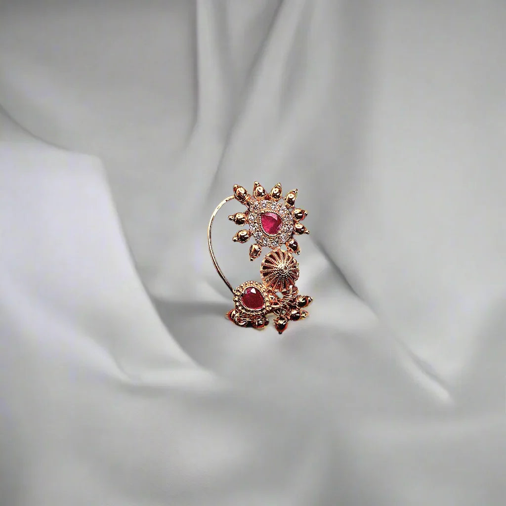 Maharashtrian Nath with stone jewellery - GOLD | Ivvati Art Jewellery