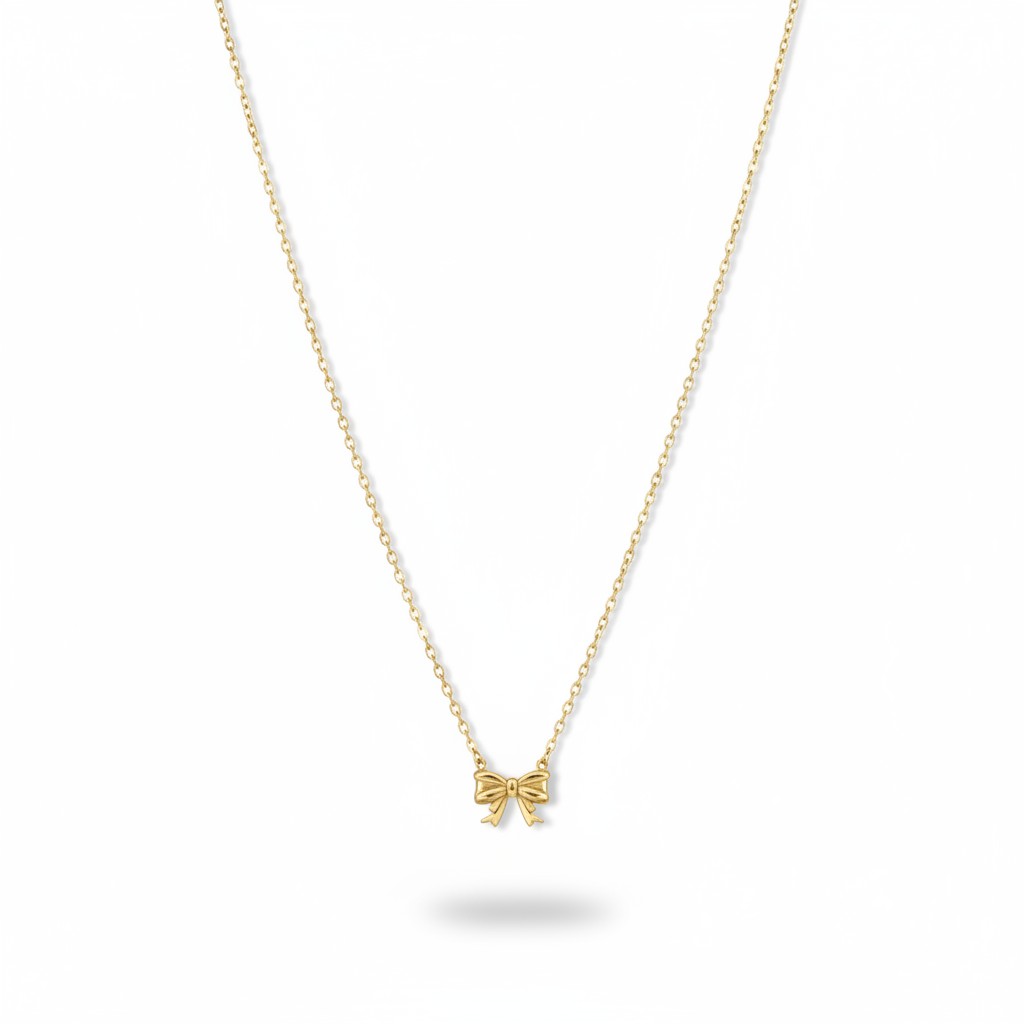 Minimalist gold bow necklace for women for everyday wear