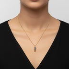 Minimalist gold rectangle pendant necklace for women