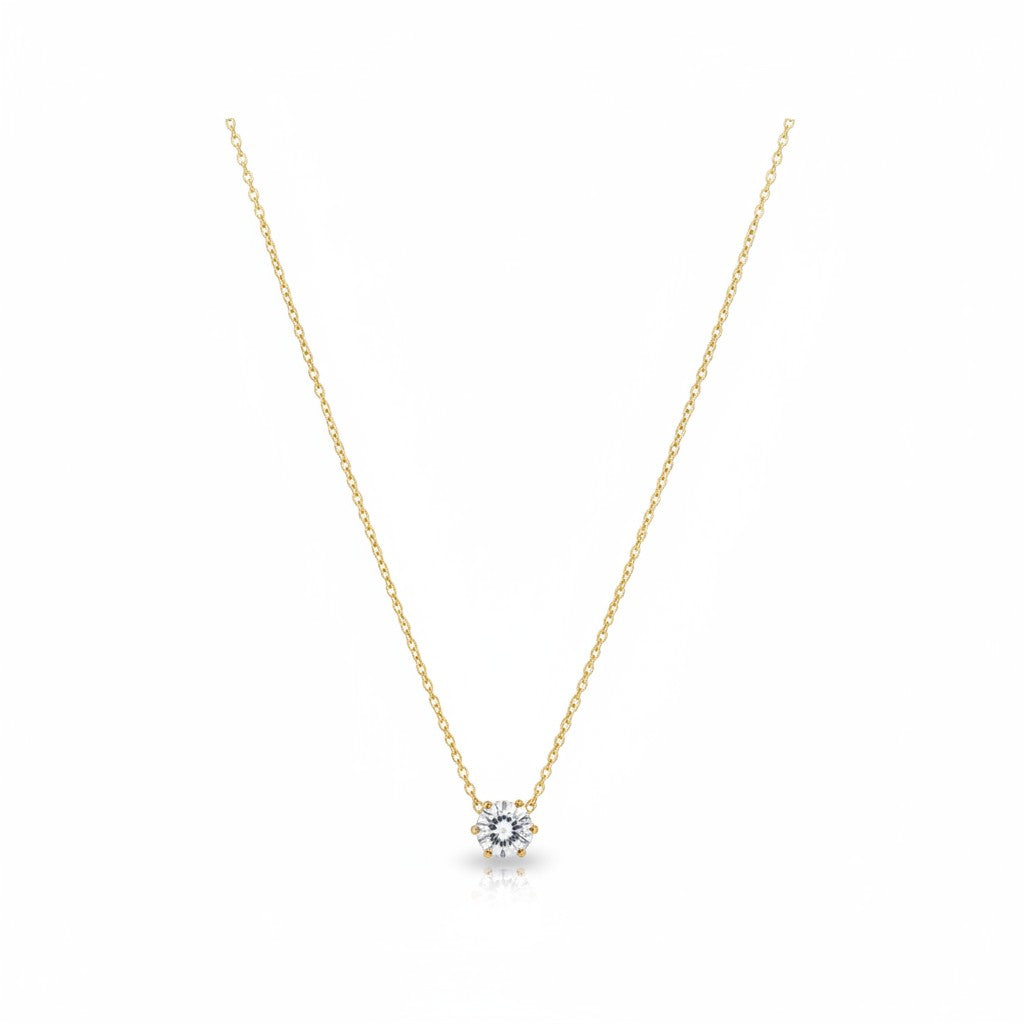Minimalist gold solitaire necklace for women for everyday and office wear