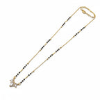 Modern daily wear mangalsutra with black beads and clear CZ cluster pendant | Ivvati Art Jewellery