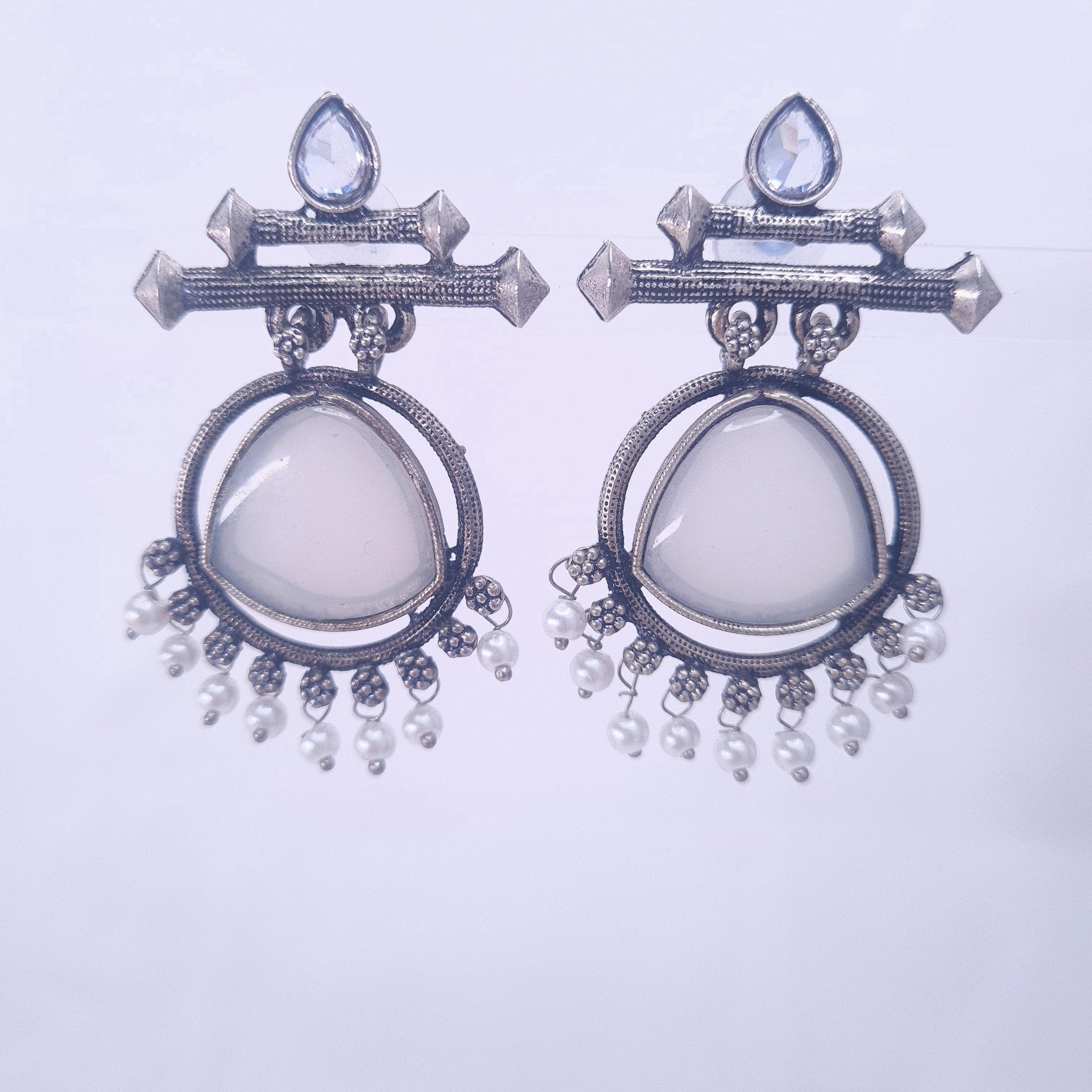 Oxidised Silver Round Earrings jewellery - Earrings | Ivvati Art Jewellery