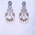 Oxidized Brass Earrings with Monalisa Stone Accent jewellery - Earrings | Ivvati Art Jewellery