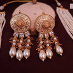 Peach Blush CZ Long Necklace Set jewellery - JEWELLERY SET | Ivvati Art Jewellery