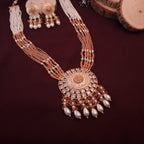 Peach Blush CZ Long Necklace Set jewellery - JEWELLERY SET | Ivvati Art Jewellery