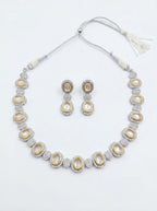 Pearl-style white stone statement necklace with matching earrings for women by Ivvati